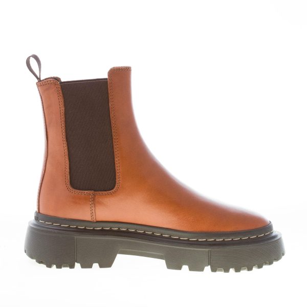 HOGAN donna H648 Chelsea tronchetto elasticizzato in pelle CUOIO. Tacco 5 cm - immagine 5