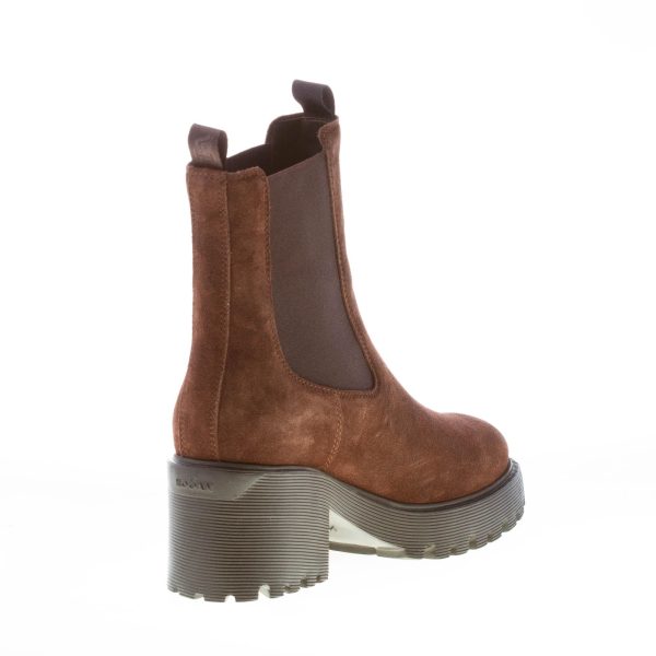 HOGAN donna H649 Chelsea tronchetto elasticizzato in camoscio MARRONE. Tacco 7,5 cm - immagine 4