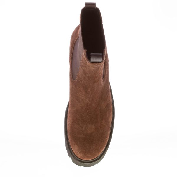 HOGAN donna H649 Chelsea tronchetto elasticizzato in camoscio MARRONE. Tacco 7,5 cm - immagine 7