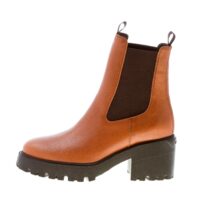 HOGAN donna H649 Chelsea tronchetto elasticizzato in pelle CUOIO. Tacco 7,5 cm