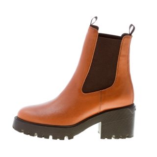 HOGAN donna H649 Chelsea tronchetto elasticizzato in pelle CUOIO. Tacco 7,5 cm