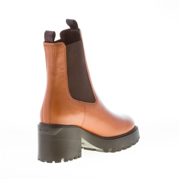 HOGAN donna H649 Chelsea tronchetto elasticizzato in pelle CUOIO. Tacco 7,5 cm - immagine 4