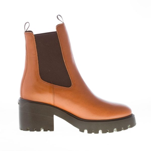 HOGAN donna H649 Chelsea tronchetto elasticizzato in pelle CUOIO. Tacco 7,5 cm - immagine 5