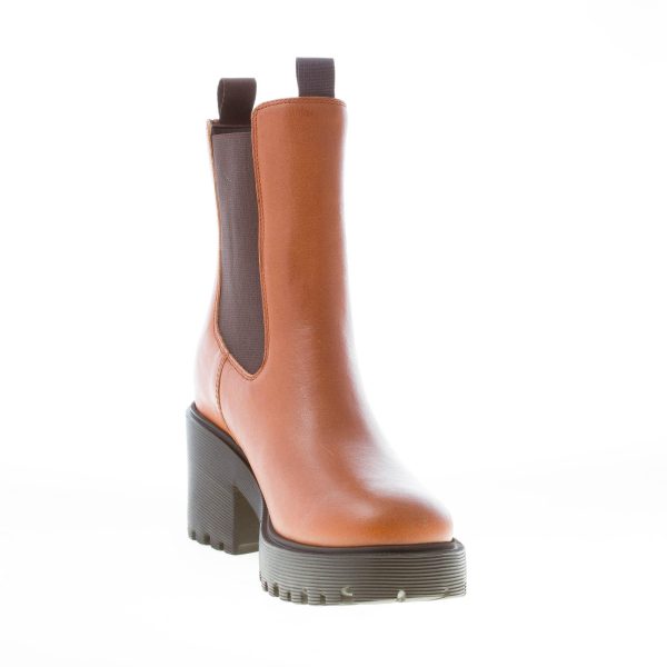 HOGAN donna H649 Chelsea tronchetto elasticizzato in pelle CUOIO. Tacco 7,5 cm - immagine 6