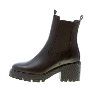 HOGAN donna H649 Chelsea tronchetto elasticizzato in pelle NERO. Tacco 7,5 cm