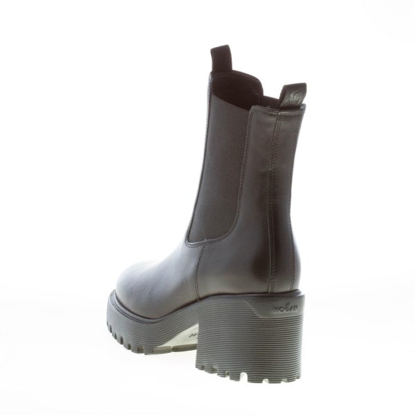 HOGAN donna H649 Chelsea tronchetto elasticizzato in pelle NERO. Tacco 7,5 cm - immagine 3