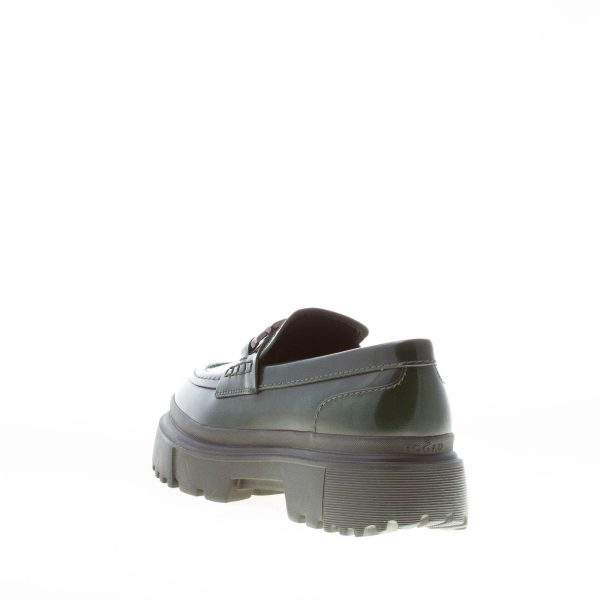 HOGAN donna mocassino H629 in pelle abrasivata VERDE con accessorio H in metallo - immagine 3