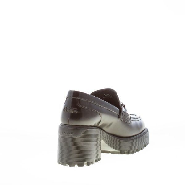 HOGAN donna mocassino H649 in pelle abrasivata NERO con accessorio H in metallo. Tacco 7,5 cm - immagine 4