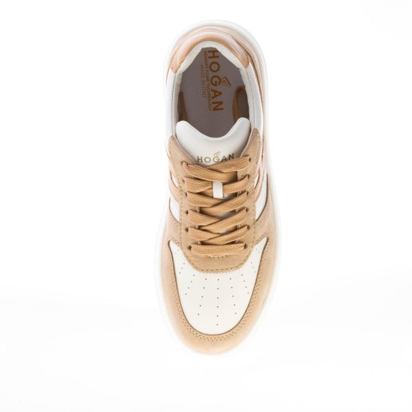 HOGAN donna sneaker H630 in nappa e pelle AVORIO MARRONE BEIGE - immagine 7