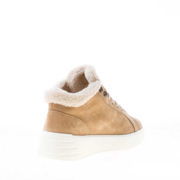 HOGAN donna sneaker Rebel H562 Mid Cut in nabuk BEIGE con eco-pelliccia - immagine 4
