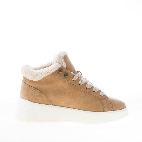 HOGAN donna sneaker Rebel H562 Mid Cut in nabuk BEIGE con eco-pelliccia - immagine 5