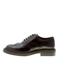 TOD'S uomo scarpa francesina in pelle semilucida NERO con bucature brogues. Suola gomma