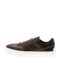 TOD'S uomo sneaker cassetta Casual in pelle NERO e camoscio VERDE con logo e gommini