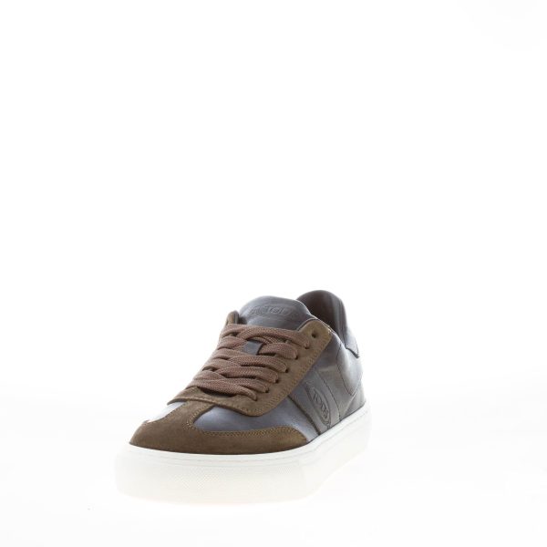 TOD'S uomo sneaker cassetta Casual in pelle NERO e camoscio VERDE con logo e gommini - immagine 2