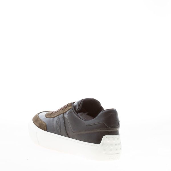 TOD'S uomo sneaker cassetta Casual in pelle NERO e camoscio VERDE con logo e gommini - immagine 3