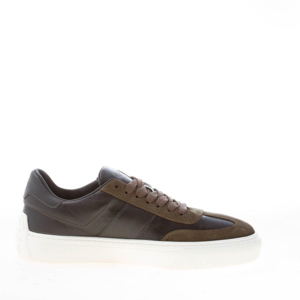 TOD'S uomo sneaker cassetta Casual in pelle NERO e camoscio VERDE con logo e gommini - immagine 5