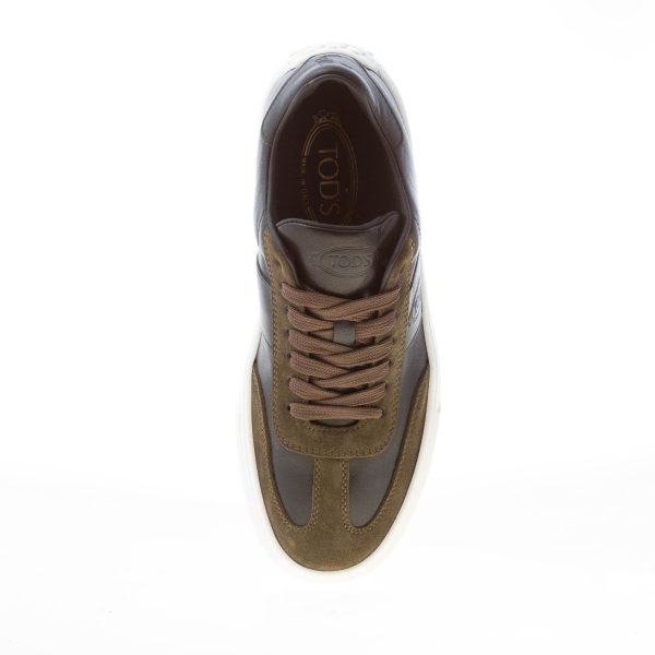 TOD'S uomo sneaker cassetta Casual in pelle NERO e camoscio VERDE con logo e gommini - immagine 7