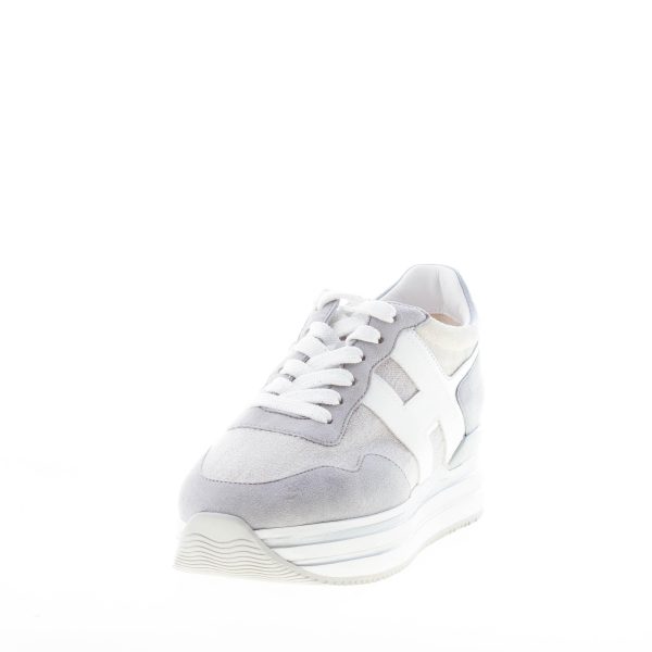 HOGAN donna H483 Midi Platform sneaker in camoscio AZZURRO POLVERE e tessuto lurex - immagine 2