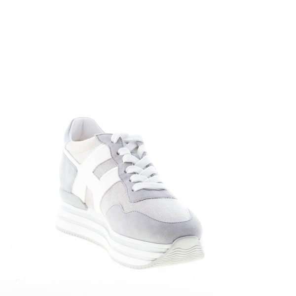 HOGAN donna H483 Midi Platform sneaker in camoscio AZZURRO POLVERE e tessuto lurex - immagine 6