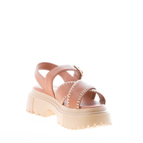 HOGAN donna H644 sandalo a fasce incrociate in nappa CUOIO con impunture. Tacco di 4 cm - immagine 6