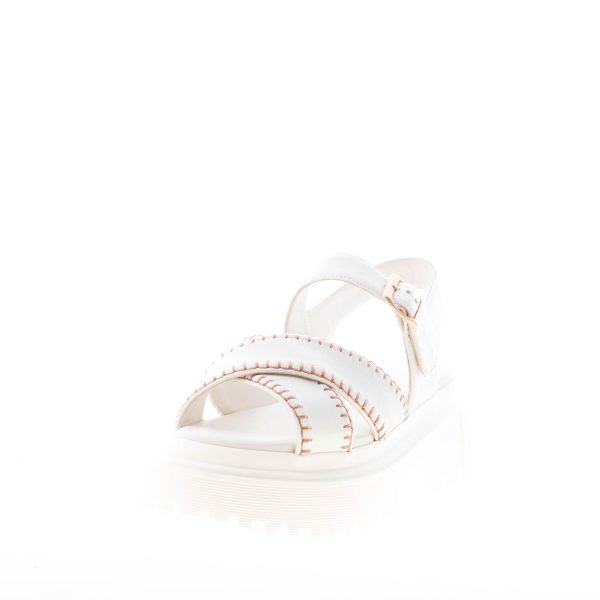 HOGAN donna H644 sandalo a fasce incrociate in nappa YOGURT con impunture. Tacco di 4 cm - immagine 2