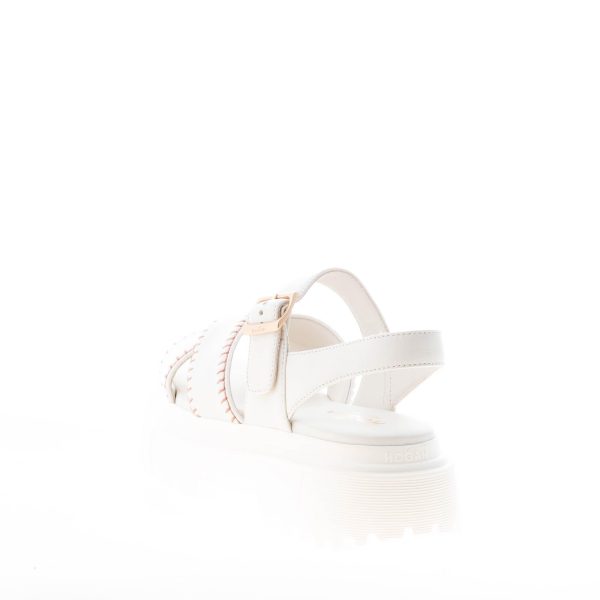 HOGAN donna H644 sandalo a fasce incrociate in nappa YOGURT con impunture. Tacco di 4 cm - immagine 3