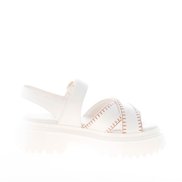 HOGAN donna H644 sandalo a fasce incrociate in nappa YOGURT con impunture. Tacco di 4 cm - immagine 5
