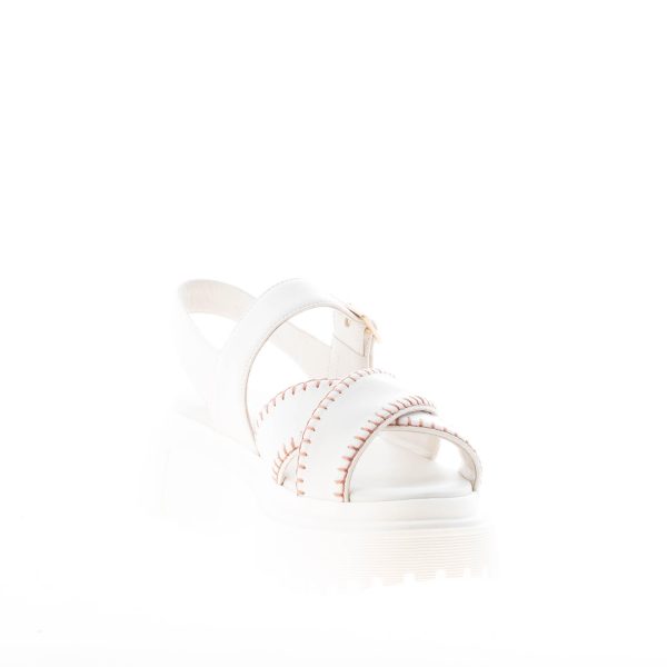 HOGAN donna H644 sandalo a fasce incrociate in nappa YOGURT con impunture. Tacco di 4 cm - immagine 6