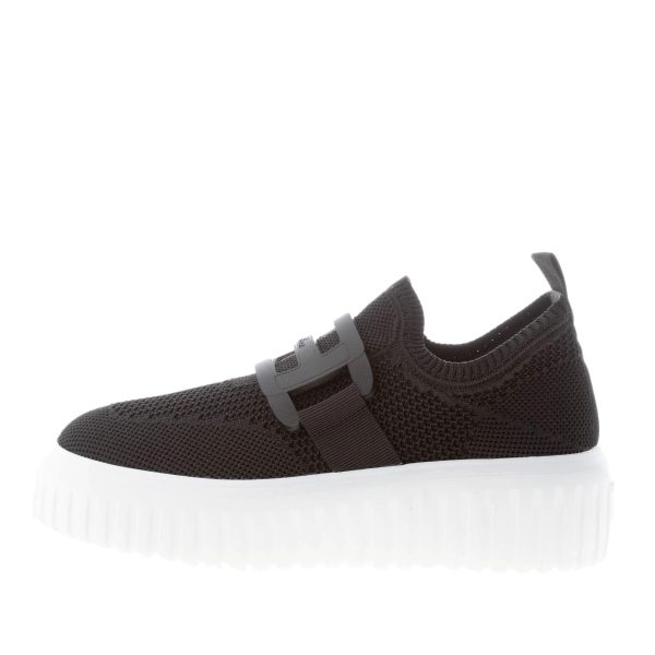 HOGAN donna H645 sneaker H-Stripes Slip on in tessuto a maglia NERO