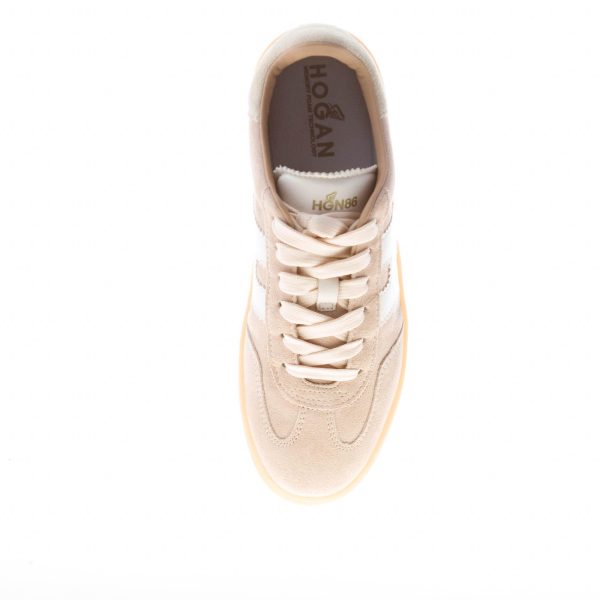 HOGAN donna H647 Cool sneaker in camoscio e pelle BEIGE - immagine 7
