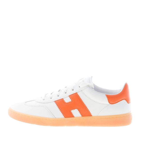 HOGAN donna H647 Cool sneaker in pelle BIANCO più arancione