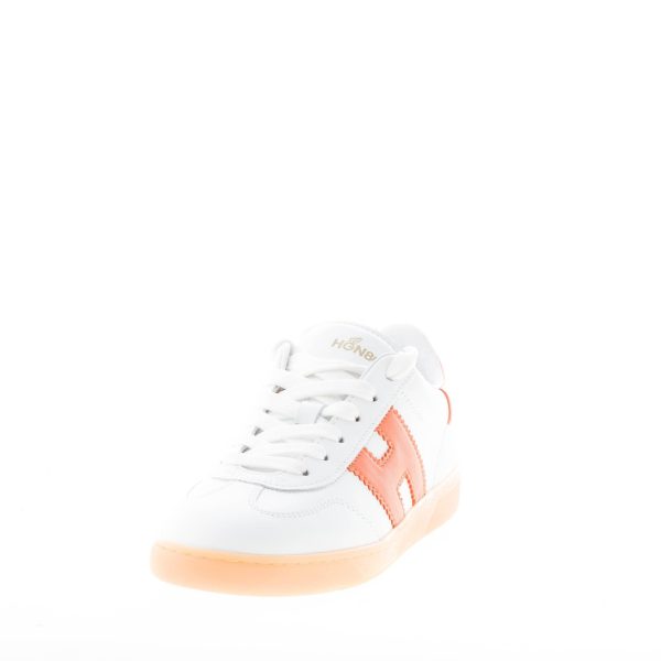 HOGAN donna H647 Cool sneaker in pelle BIANCO più arancione - immagine 2