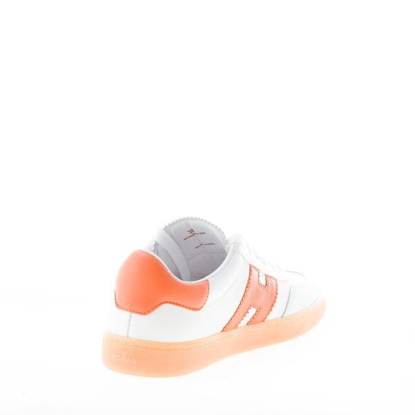 HOGAN donna H647 Cool sneaker in pelle BIANCO più arancione - immagine 4