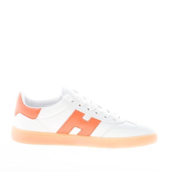 HOGAN donna H647 Cool sneaker in pelle BIANCO più arancione - immagine 5