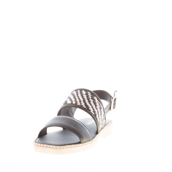 HOGAN donna H660 sandalo in pelle NERO con fascia in rafia. Tacco di 2 cm - immagine 2