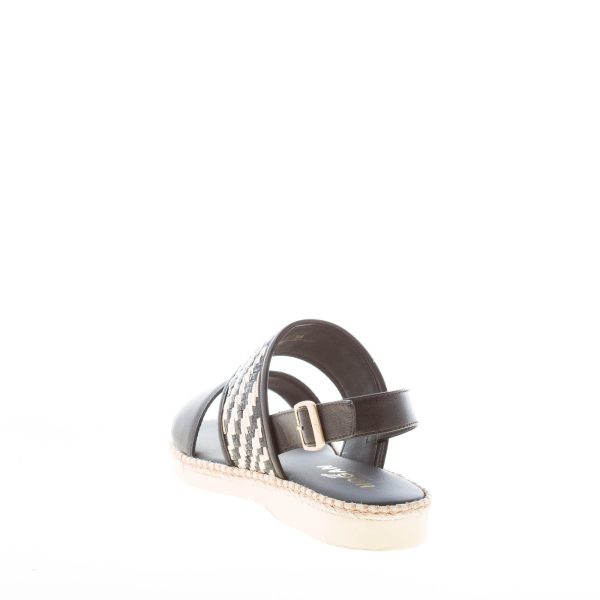 HOGAN donna H660 sandalo in pelle NERO con fascia in rafia. Tacco di 2 cm - immagine 3
