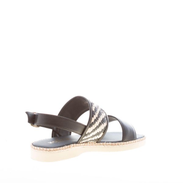 HOGAN donna H660 sandalo in pelle NERO con fascia in rafia. Tacco di 2 cm - immagine 4