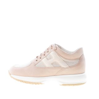 HOGAN donna Interactive sneaker in camoscio e tessuto lurex BEIGE più oro