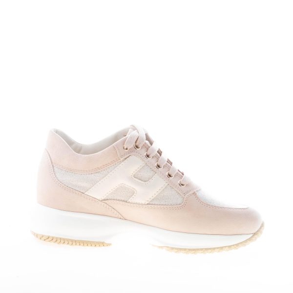 HOGAN donna Interactive sneaker in camoscio e tessuto lurex BEIGE più oro - immagine 5
