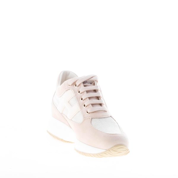 HOGAN donna Interactive sneaker in camoscio e tessuto lurex BEIGE più oro - immagine 6