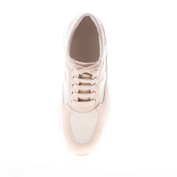 HOGAN donna Interactive sneaker in camoscio e tessuto lurex BEIGE più oro - immagine 7