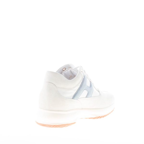 HOGAN donna Interactive sneaker in pelle BIANCO e camoscio ghiaccio più celeste - immagine 4