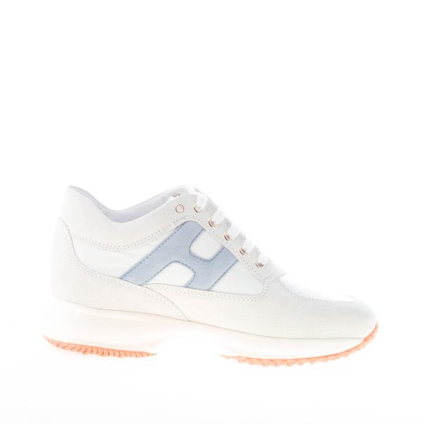 HOGAN donna Interactive sneaker in pelle BIANCO e camoscio ghiaccio più celeste - immagine 5