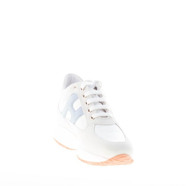HOGAN donna Interactive sneaker in pelle BIANCO e camoscio ghiaccio più celeste - immagine 6