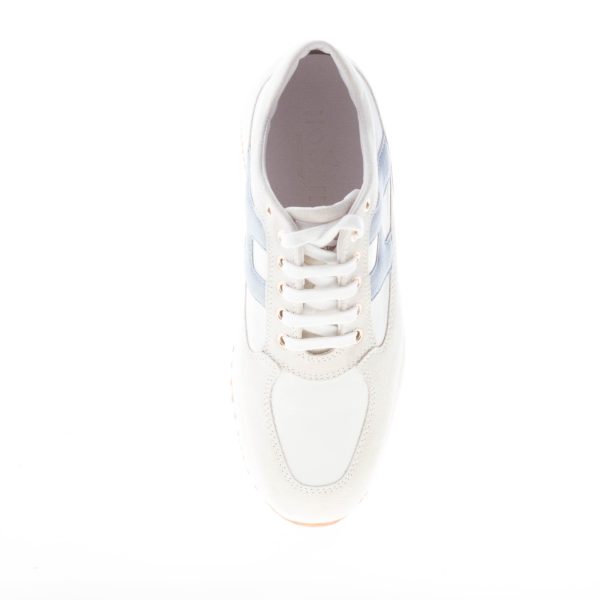 HOGAN donna Interactive sneaker in pelle BIANCO e camoscio ghiaccio più celeste - immagine 7