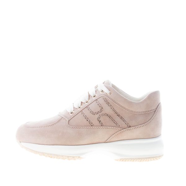 HOGAN donna Interactive sneaker in pelle scamosciata BEIGE con H di micro pietre