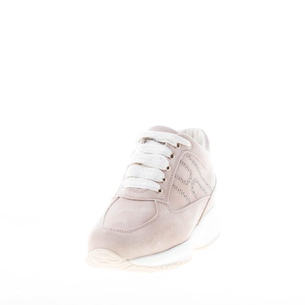 HOGAN donna Interactive sneaker in pelle scamosciata BEIGE con H di micro pietre - immagine 2