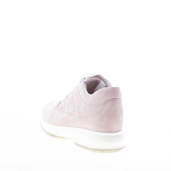HOGAN donna Interactive sneaker in pelle scamosciata ROSA con H di micro pietre lilla - immagine 3