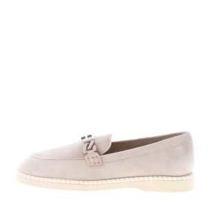 HOGAN donna mocassino H642 destrutturato in camoscio TORTORA con accessorio catena