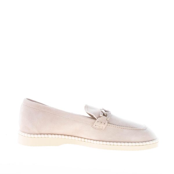 HOGAN donna mocassino H642 destrutturato in camoscio TORTORA con accessorio catena - immagine 5